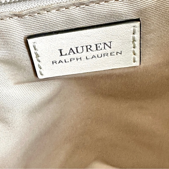 Lauren Ralph Lauren Adley Leather Shoulder Bag Floral White with Black Embossed - Picture 9 of 9